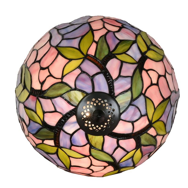 Clayre & Eef 5LL-6308 Tiffany Tafellamp Ø 30x50 Cm Roze Glas Tiffany Bureaulamp