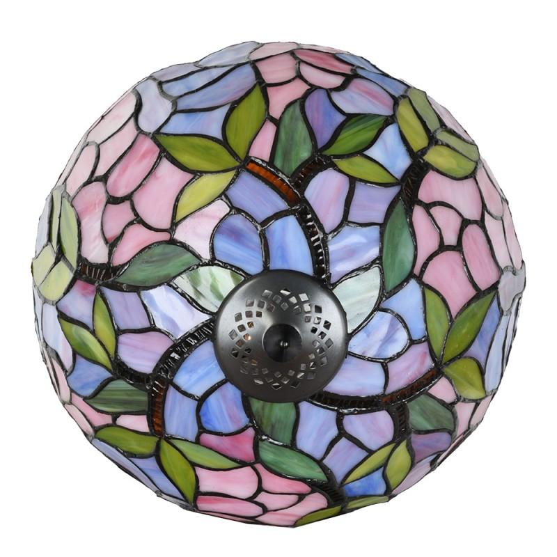 Clayre & Eef 5LL-6308 Tiffany Tafellamp Ø 30x50 Cm Roze Glas Tiffany Bureaulamp