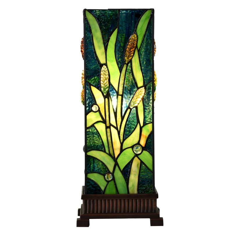 Clayre & Eef 5LL-6310 Tiffany Tafellamp 18x18x45 Cm Groen Glas Tiffany Bureaulamp