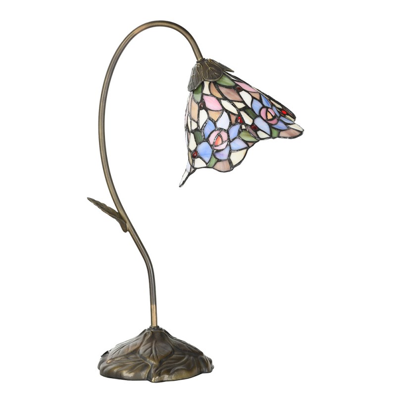 Clayre & Eef 5LL-6311 Tiffany Tafellamp 48 Cm Roze Glas Tiffany Bureaulamp