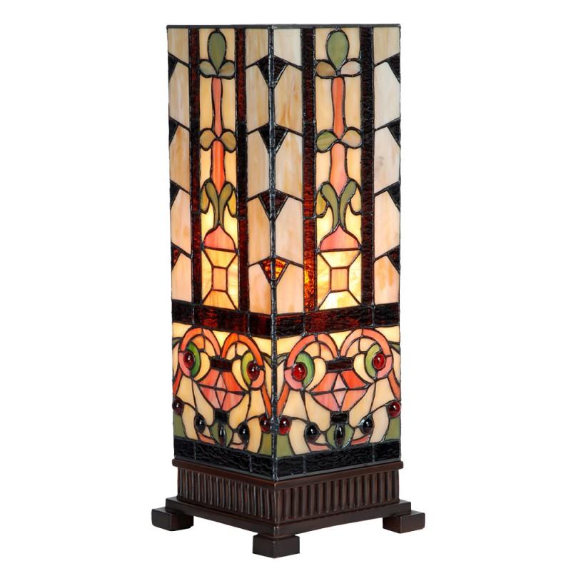 Clayre & Eef 5LL-6314 Tiffany Tafellamp 18x18x45 Cm Beige Glas Tiffany Bureaulamp