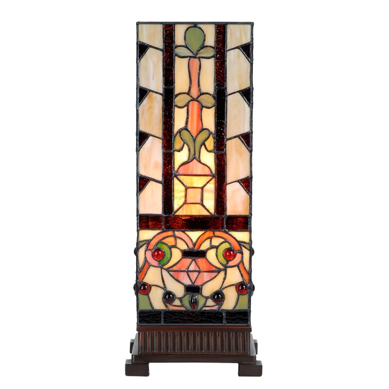 Clayre & Eef 5LL-6314 Tiffany Tafellamp 18x18x45 Cm Beige Glas Tiffany Bureaulamp