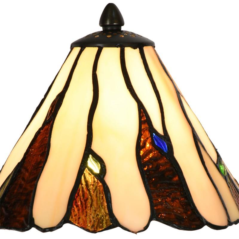Clayre & Eef 5LL-6316 Tiffany Tafellamp Ø 20x60 Cm Beige Bruin Glas Tiffany Bureaulamp