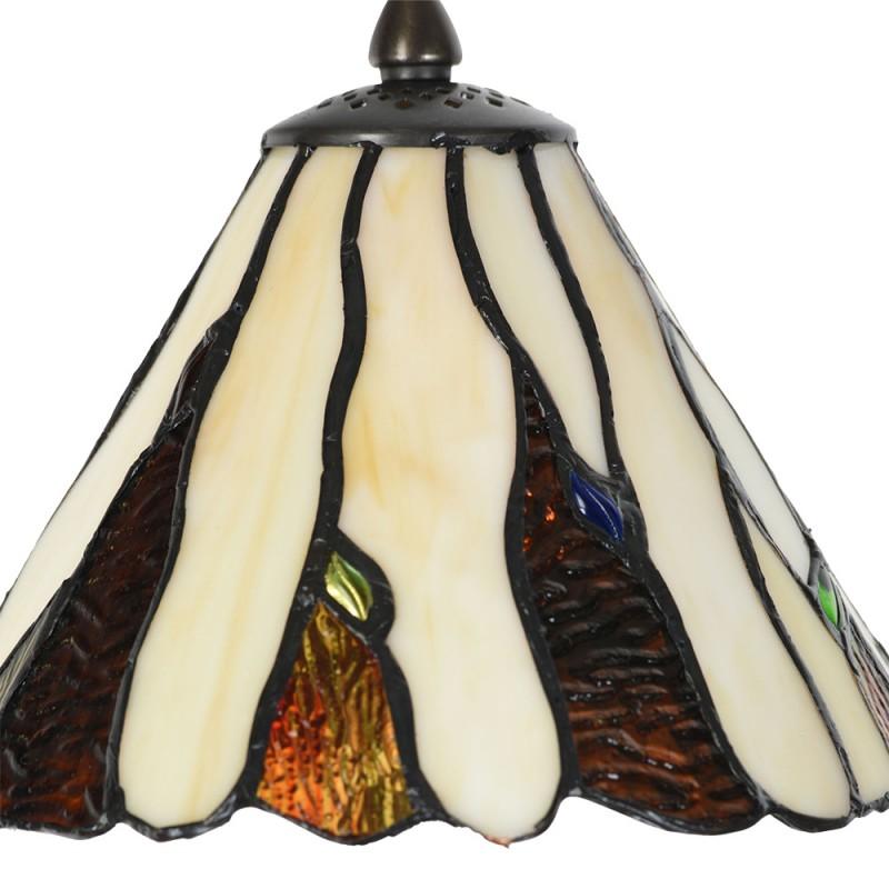 Clayre & Eef 5LL-6316 Tiffany Tafellamp Ø 20x60 Cm Beige Bruin Glas Tiffany Bureaulamp