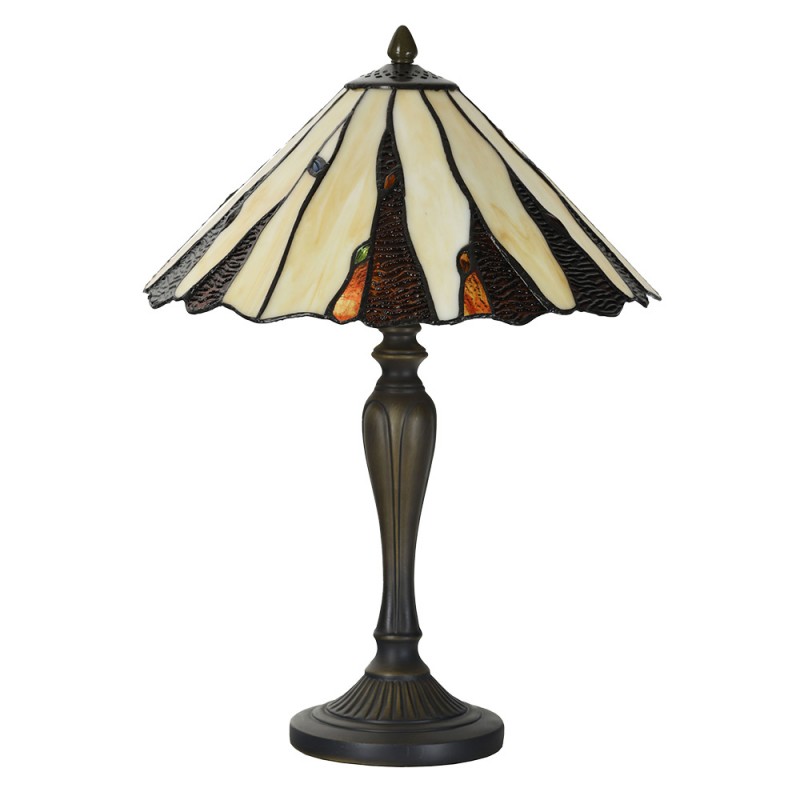 Clayre & Eef 5LL-6317 Tiffany Tafellamp Ø 35x53 Cm Beige Glas Tiffany Bureaulamp
