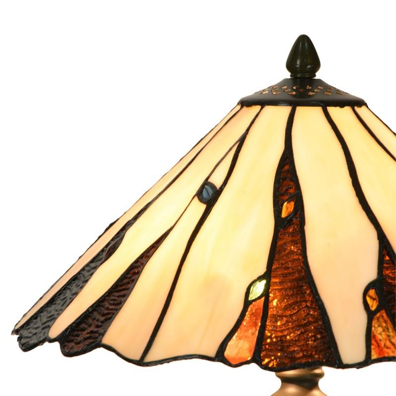 Clayre & Eef 5LL-6317 Tiffany Tafellamp Ø 35x53 Cm Beige Glas Tiffany Bureaulamp