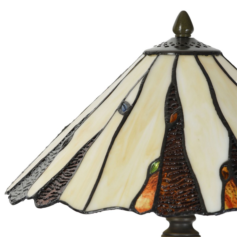 Clayre & Eef 5LL-6317 Tiffany Tafellamp Ø 35x53 Cm Beige Glas Tiffany Bureaulamp