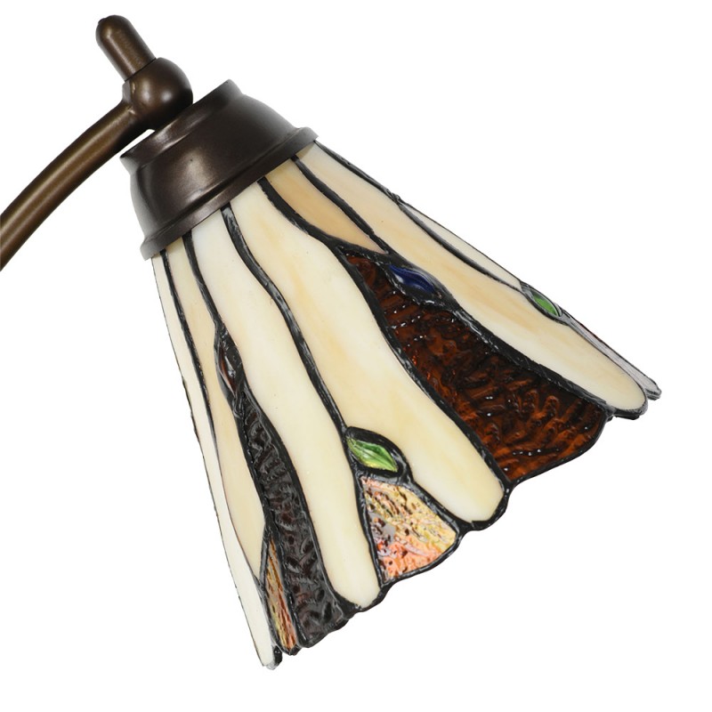 Clayre & Eef 5LL-6318 Tiffany Tafellamp Ø 27x51 Cm Beige Glas Tiffany Bureaulamp