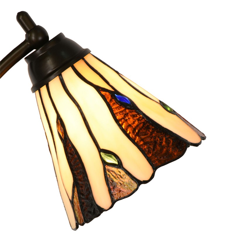Clayre & Eef 5LL-6318 Tiffany Tafellamp Ø 27x51 Cm Beige Glas Tiffany Bureaulamp