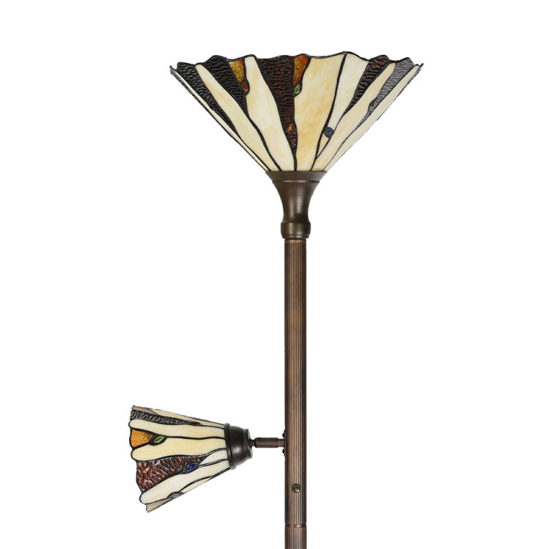 Clayre & Eef 5LL-6319 Tiffany Vloerlamp Ø 38x178 Cm Beige Bruin Glas Tiffany Lampen