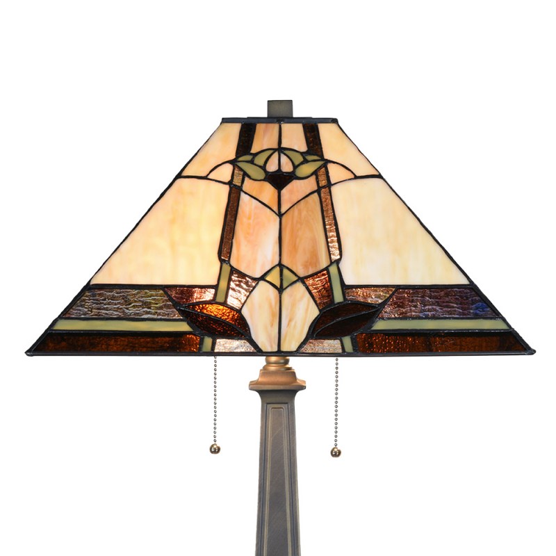 Clayre & Eef 5LL-6320 Tiffany Tafellamp 80 Cm Beige Glas Tiffany Bureaulamp