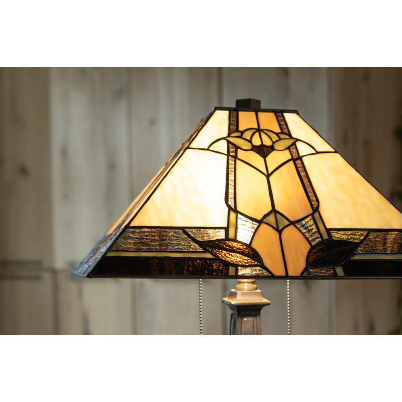 Clayre & Eef 5LL-6320 Tiffany Tafellamp 80 Cm Beige Glas Tiffany Bureaulamp