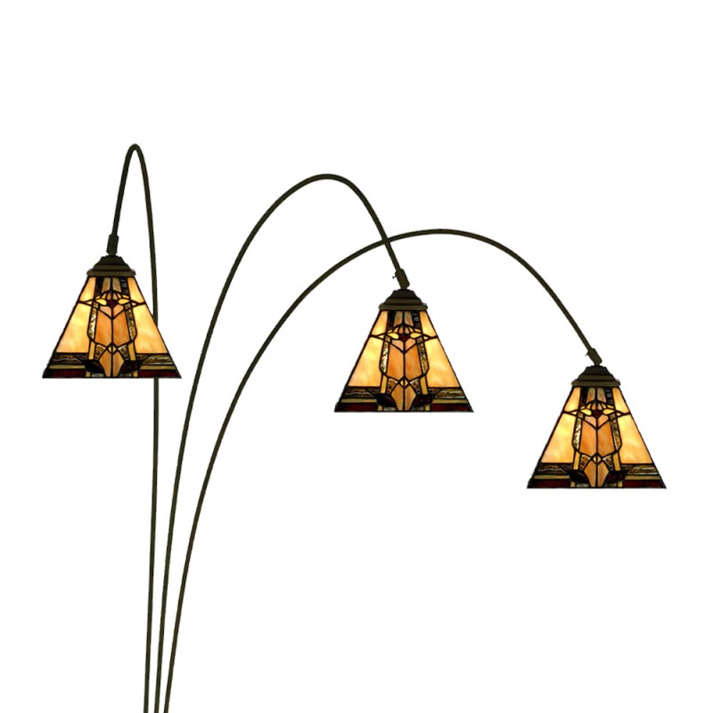 Clayre & Eef 5LL-6321 Tiffany Vloerlamp 200 Cm Beige Glas Staande Lamp