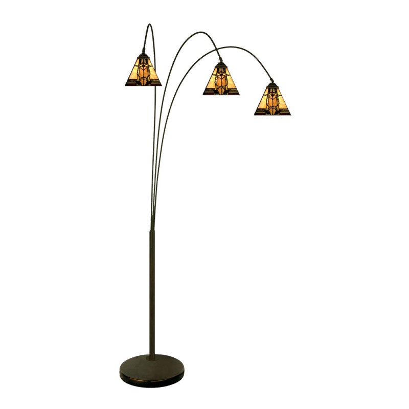 clayre & eef 5LL-6321 Tiffany Vloerlamp 200 cm Beige Glas Staande Lamp