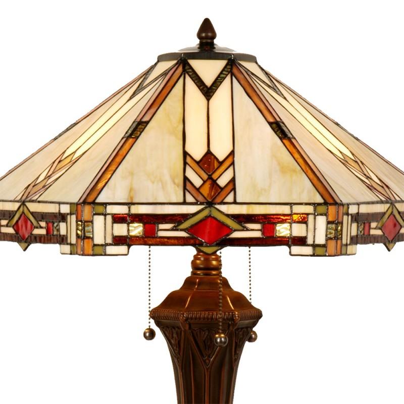 Clayre & Eef 5LL-6325 Tiffany Tafellamp 75 Cm Beige Glas Tiffany Bureaulamp