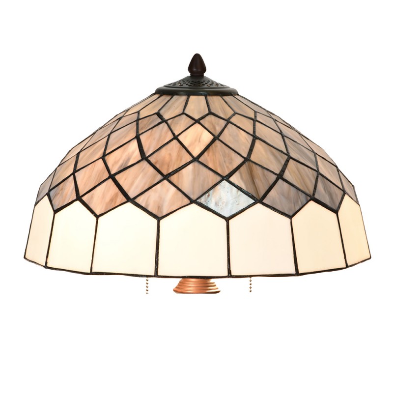 Clayre & Eef 5LL-6330 Tiffany Tafellamp Ø 40x58 Cm Grijs Glas Tiffany Bureaulamp