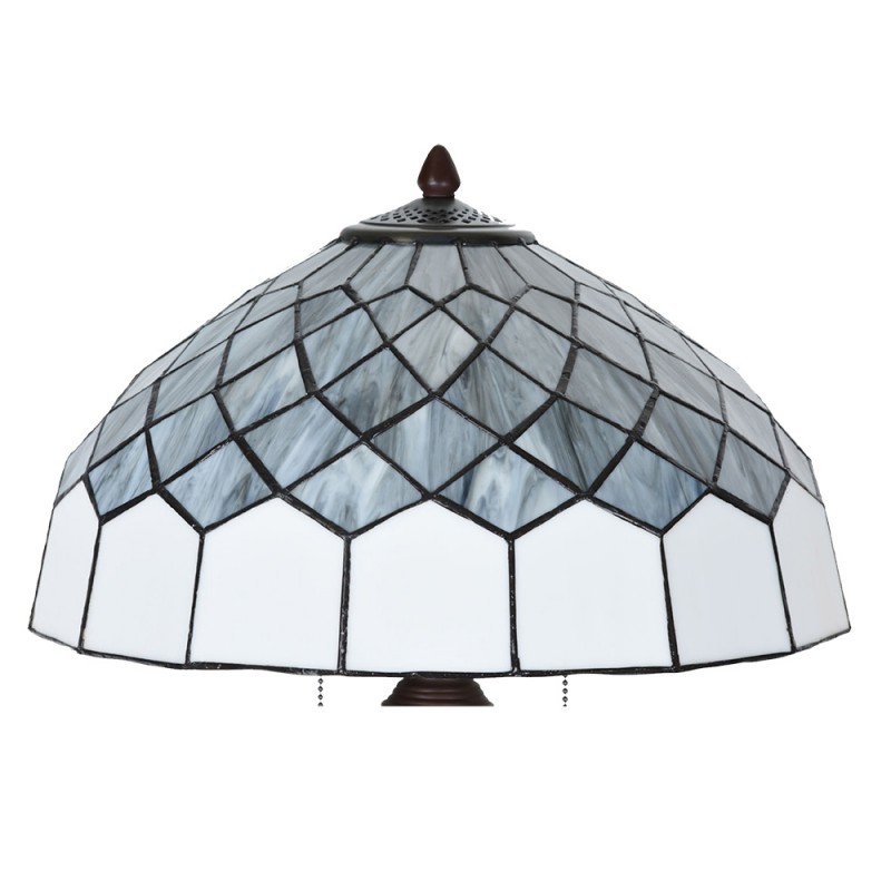 Clayre & Eef 5LL-6330 Tiffany Tafellamp Ø 40x58 Cm Grijs Glas Tiffany Bureaulamp