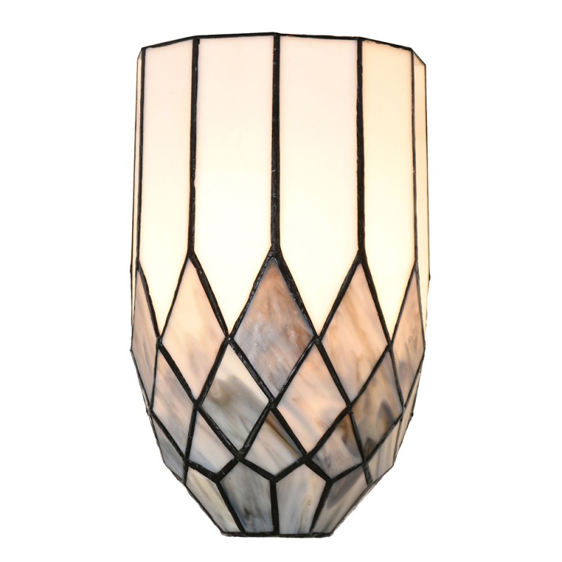 clayre & eef 5LL-6333 Wandlamp Tiffany 18x27 cm Grijs Glas Tiffany Lampen