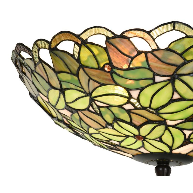 Clayre & Eef 5LL-6341 Plafondlamp Tiffany Ø 41x24 Cm Groen Glas Tiffany Lampen