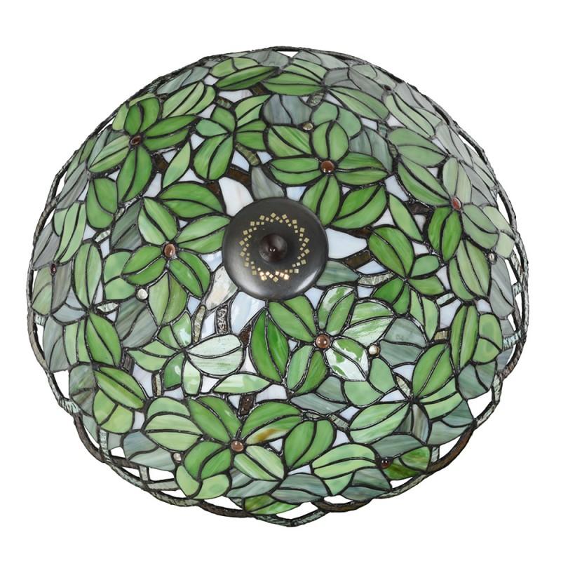 Clayre & Eef 5LL-6341 Plafondlamp Tiffany Ø 41x24 Cm Groen Glas Tiffany Lampen