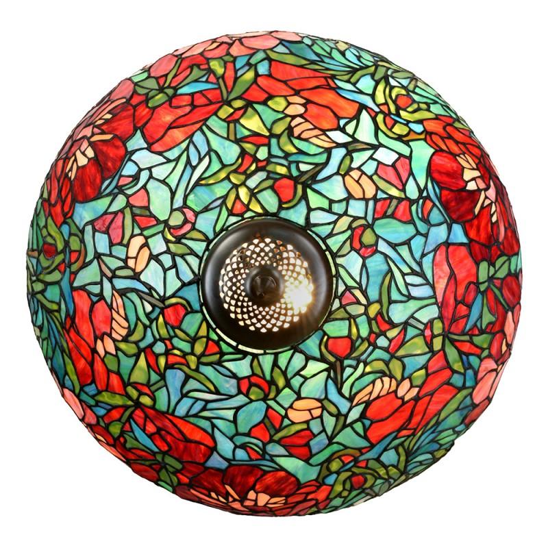 Clayre & Eef 5LL-6345 Tiffany Tafellamp Ø 55x 85 Cm Groen Glas Tiffany Bureaulamp