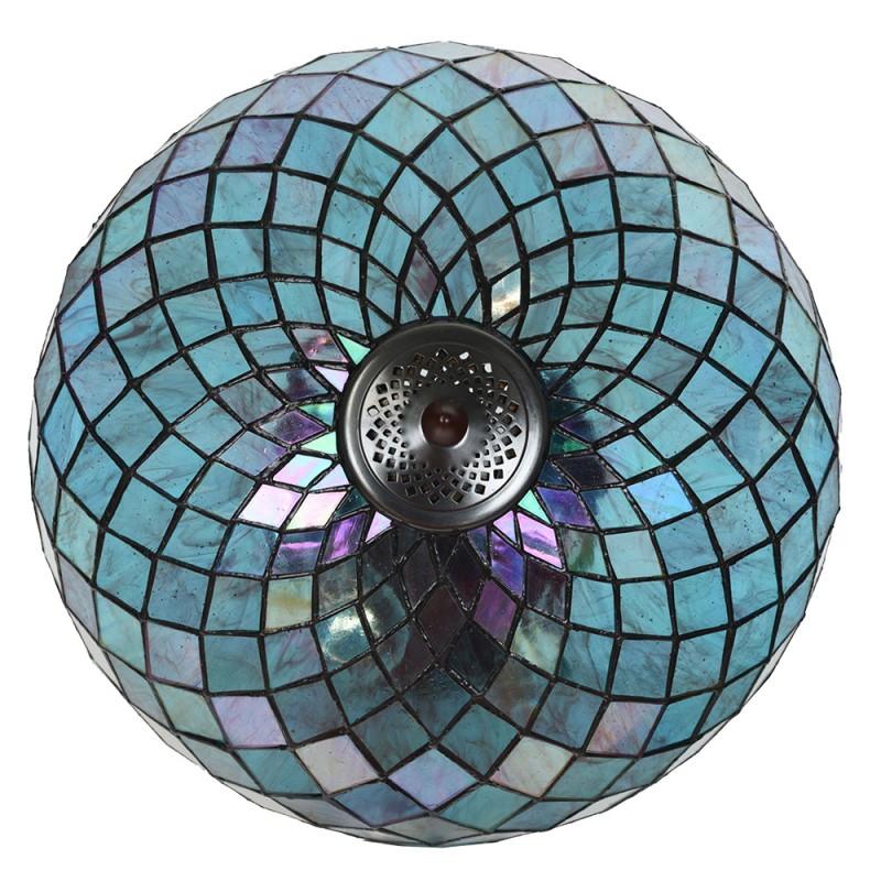 Clayre & Eef 5LL-6347 Tiffany Tafellamp Ø 40x61 Cm Blauw Glas Tiffany Bureaulamp