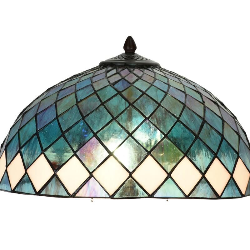 Clayre & Eef 5LL-6347 Tiffany Tafellamp Ø 40x61 Cm Blauw Glas Tiffany Bureaulamp