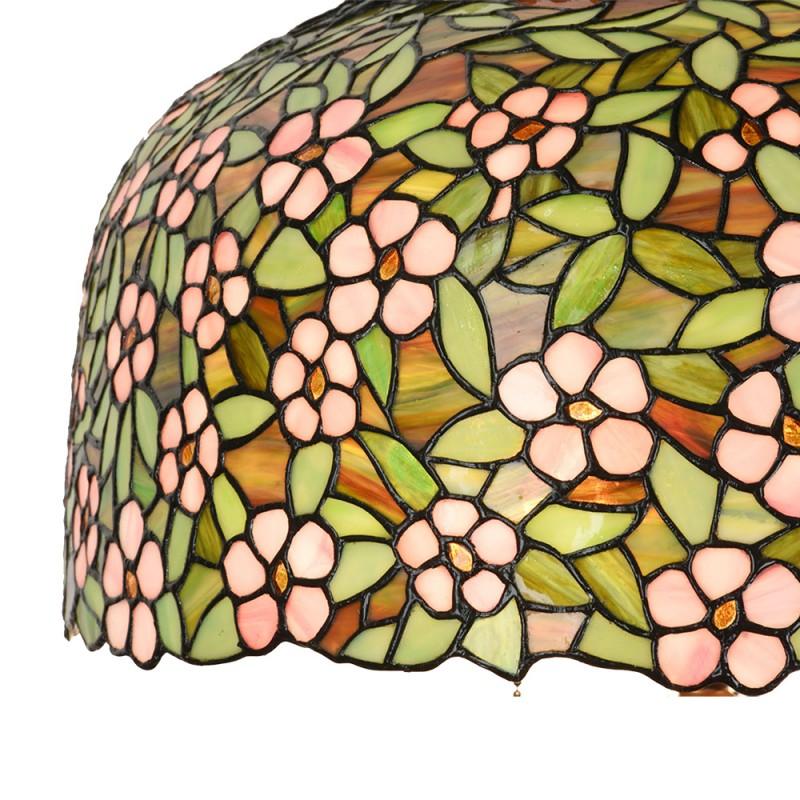 Clayre & Eef 5LL-6349 Tiffany Tafellamp Ø 46x72 Cm Groen Roze Glas Tiffany Bureaulamp