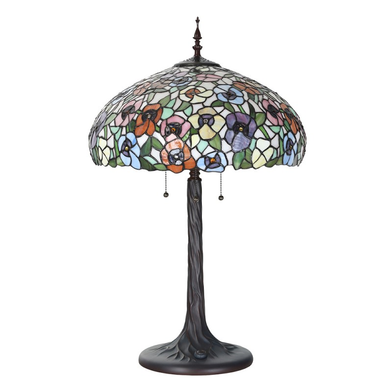 Clayre & Eef 5LL-6350 Tiffany Tafellamp Ø 46x72 Cm Groen Glas Tiffany Bureaulamp