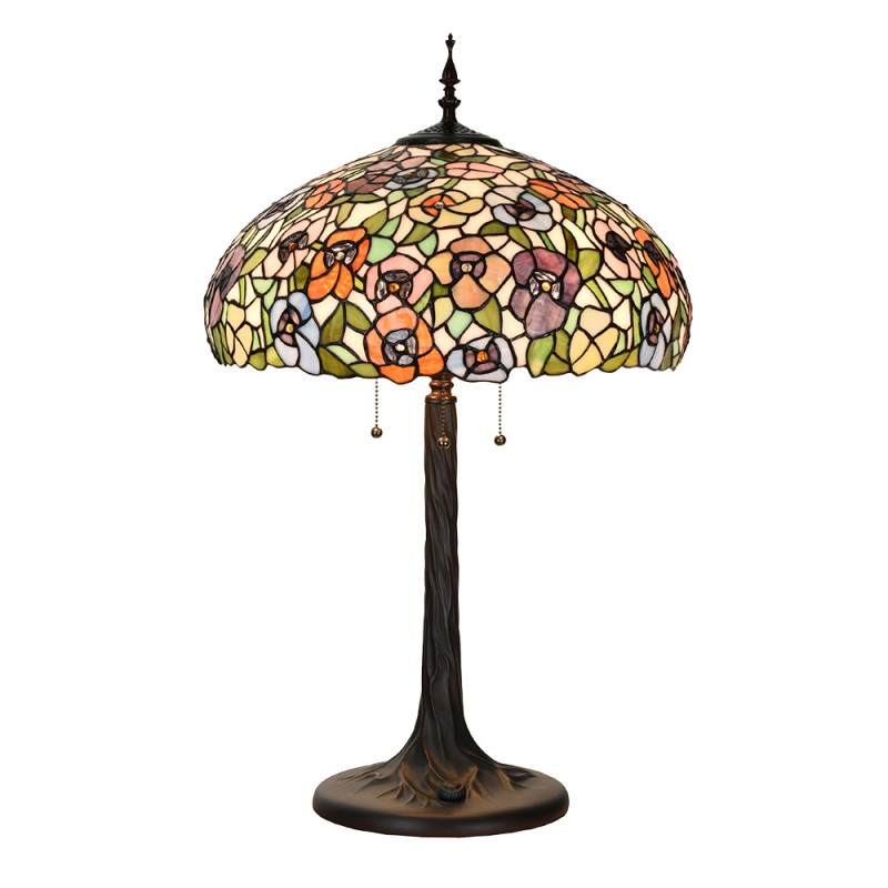 clayre & eef 5LL-6350 Tiffany Tafellamp Ø 46x72 cm Groen Glas Tiffany Bureaulamp