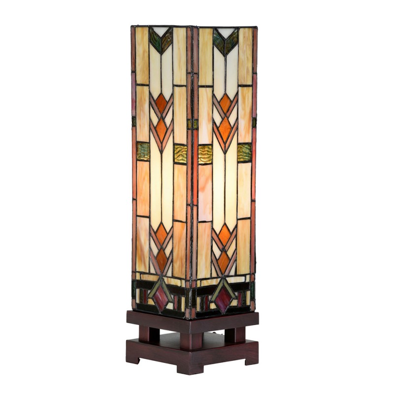clayre & eef 5LL-6353 Tiffany Tafellamp 15x15x54 cm Beige Glas Tiffany Bureaulamp