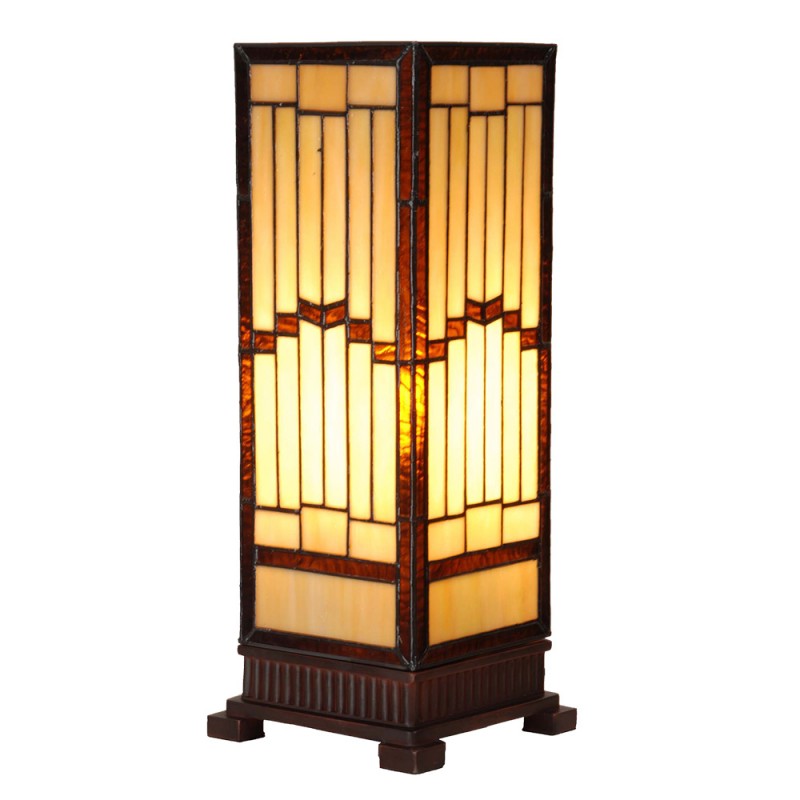 clayre & eef 5LL-6358 Tiffany Tafellamp 17x17x44 cm Beige Glas