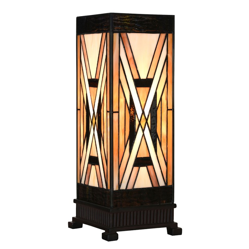 clayre & eef 5LL-6359 Tiffany Tafellamp 17x17x44 cm Bruin Glas