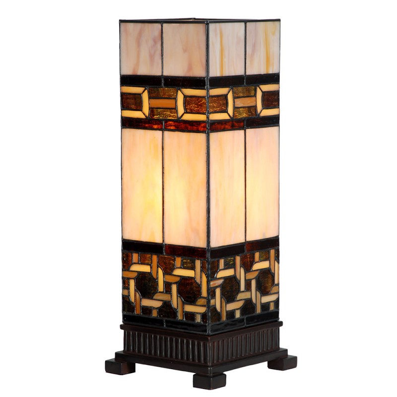 clayre & eef 5LL-6360 Tiffany Tafellamp 17x17x44 cm Beige Glas