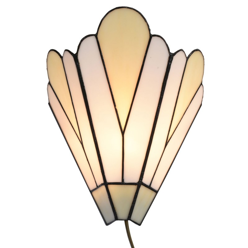 clayre & eef 5LL-6365 Wandlamp Tiffany 20x10x29 cm Wit Beige Glas