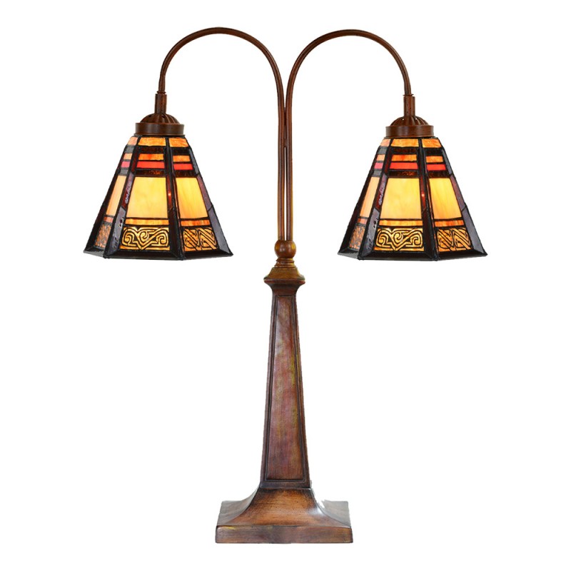 clayre & eef 5LL-6366 Tiffany Tafellamp 48x19x64 cm Bruin Glas