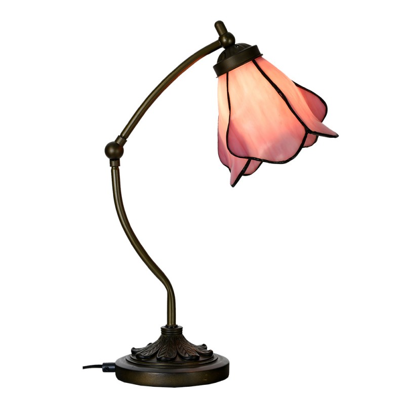 clayre & eef 5LL-6369 Tiffany Tafellamp 26x19x50 cm Roze Glas