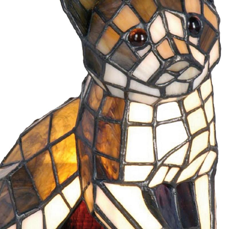 Clayre & Eef 5LL-776 Tiffany Tafellamp Kat 21x11x25 Cm Bruin Wit Glas Tiffany Lampen