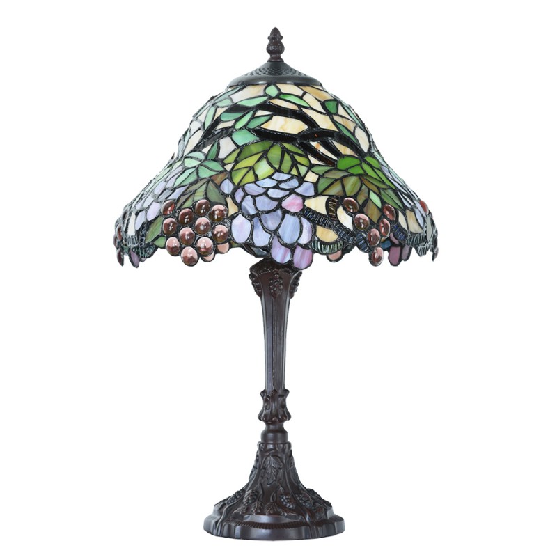 Clayre & Eef 5LL-789 Tiffany Tafellamp Ø 30x48 Cm Groen Blauw Glas Fruit Tiffany Bureaulamp