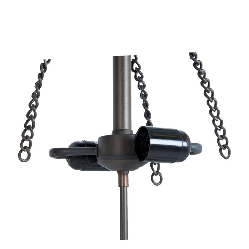 Clayre & Eef 5LL-82 Snoerpendel Ketting Tiffany 15x15x33 Cm Bruin IJzer Pendellamp