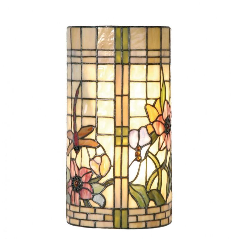 clayre & eef 5LL-8825 Wandlamp Tiffany 20x11x36 cm Beige Groen Metaal Rechthoek Muurlamp