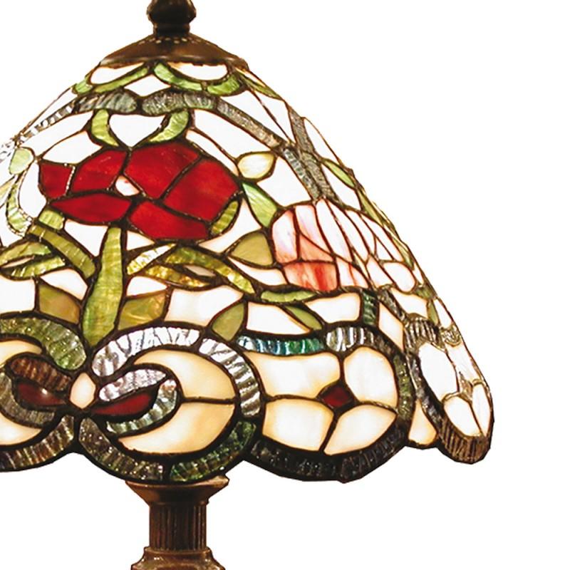 Clayre & Eef 5LL-8837 Tiffany Tafellamp Ø 32x47 Cm Beige Groen Glas Roos Tiffany Bureaulamp