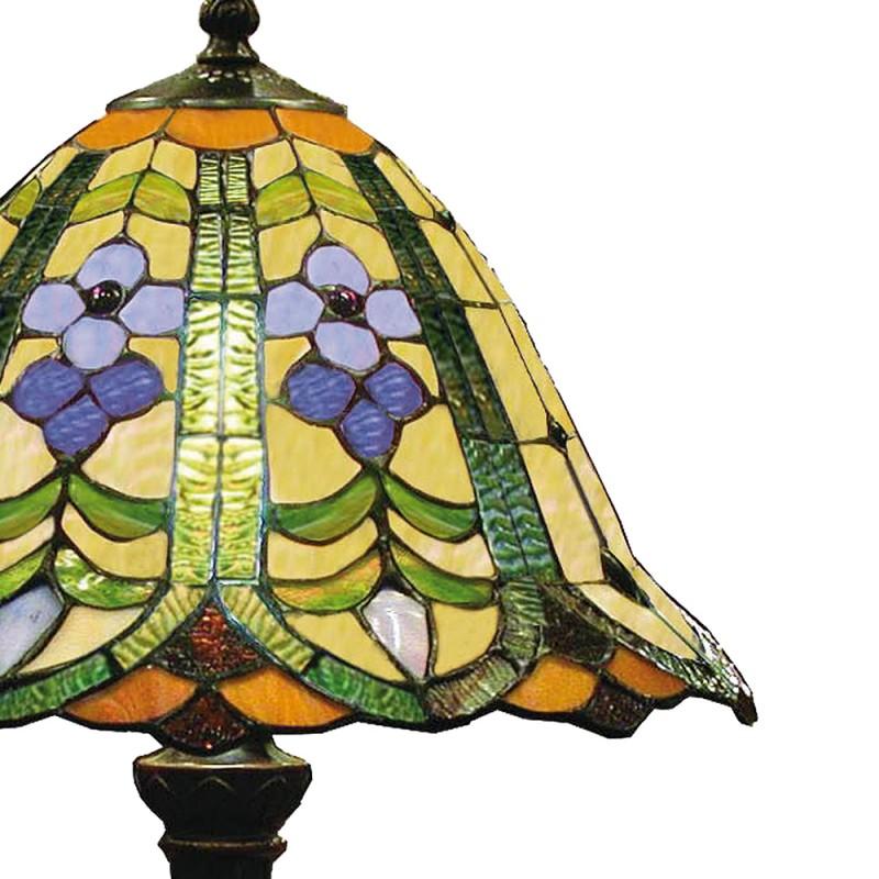 Clayre & Eef 5LL-8838 Tiffany Tafellamp Ø 30x48 Cm Groen Blauw Glas Bloem Tiffany Bureaulamp