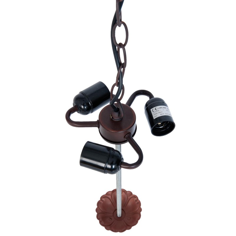 Clayre & Eef 5LL-8844 Snoerpendel Ketting Tiffany 16x16x95 Cm Bruin IJzer Pendellamp