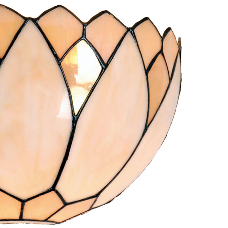 Clayre & Eef 5LL-9136 Wandlamp Tiffany 30x15x20 Cm Beige Glas Halfrond Muurlamp