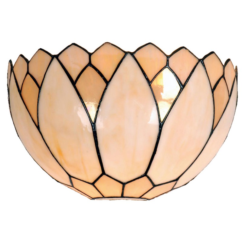 clayre & eef 5LL-9136 Wandlamp Tiffany 30x15x20 cm Beige Glas Halfrond Muurlamp