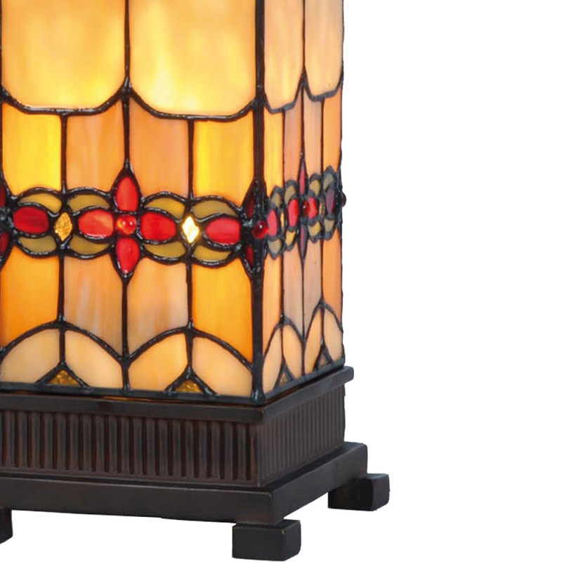 Clayre & Eef 5LL-9228 Tiffany Tafellamp 12x12x35 Cm Geel Glas Rechthoek Tiffany Bureaulamp