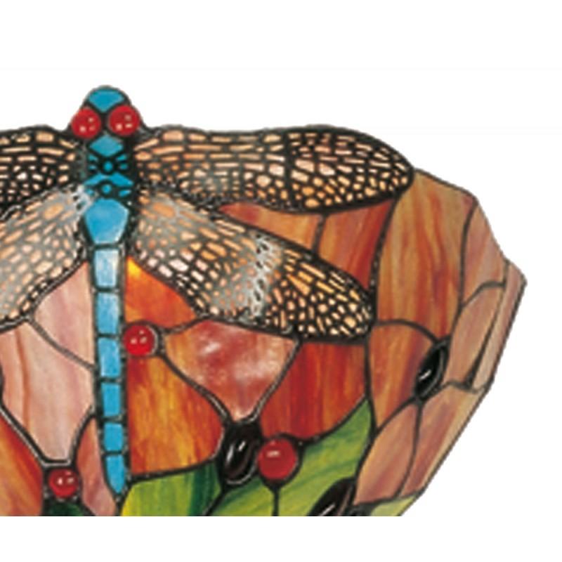 Clayre & Eef 5LL-9312 Wandlamp Tiffany 30x15x20 Cm Rood Groen Glas Libelle Driehoek Muurlamp