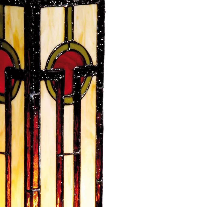 Clayre & Eef 5LL-9334 Tiffany Tafellamp 12x12x35 Cm Beige Bruin Glas Rechthoek Tiffany Bureaulamp