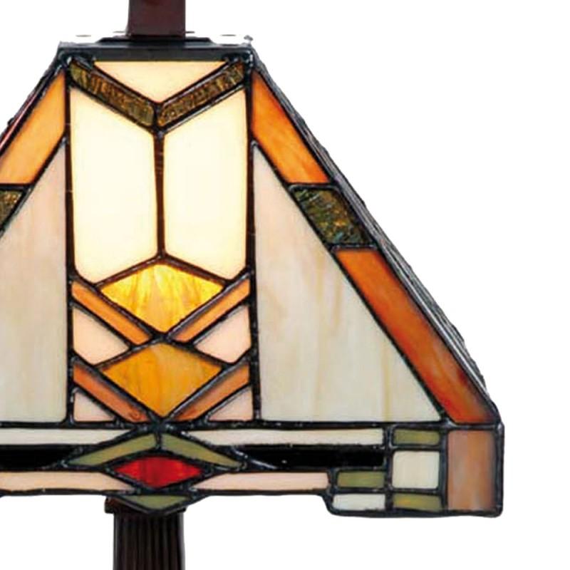 Clayre & Eef 5LL-9928 Tiffany Tafellamp 22x22x38 Cm Beige Geel Glas Tiffany Bureaulamp